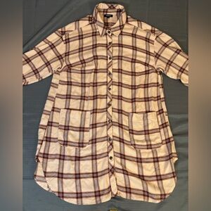 Torrid 1X Long Plaid Duster Shirt Snap Front Tunic Harper Style